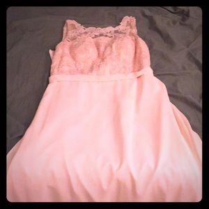 Pink lace full length dress